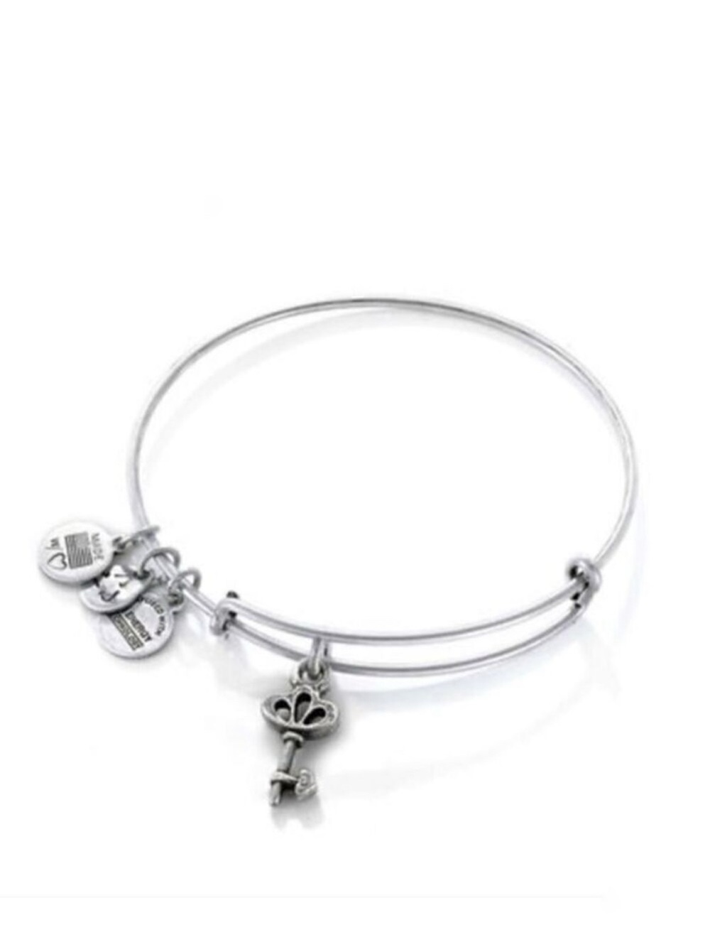 Alex and Ani Crystal Skeleton Key Charm Expandable Wire Bracelet